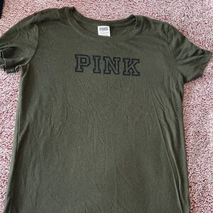 Victoria's Secret PINK Olive Graphic Logo Tee